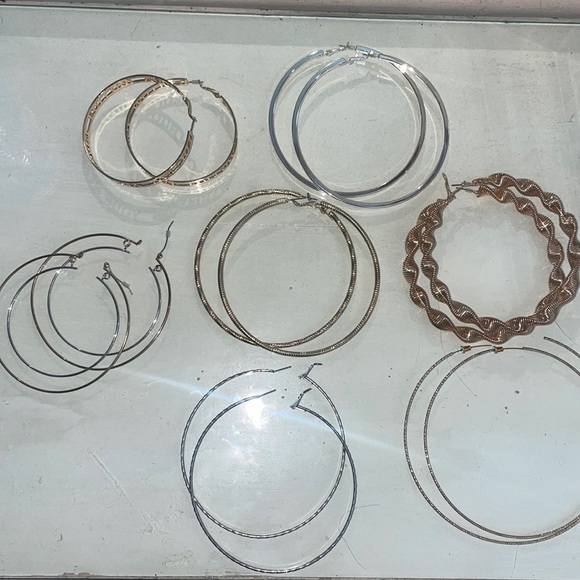 7 gold/sliver large hoop earnings ✨ - Picture 1 of 9